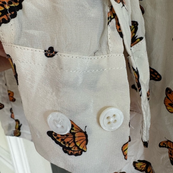 Equipment Butterfly Print Button Down Silk Shirt - Picture 7 of 11